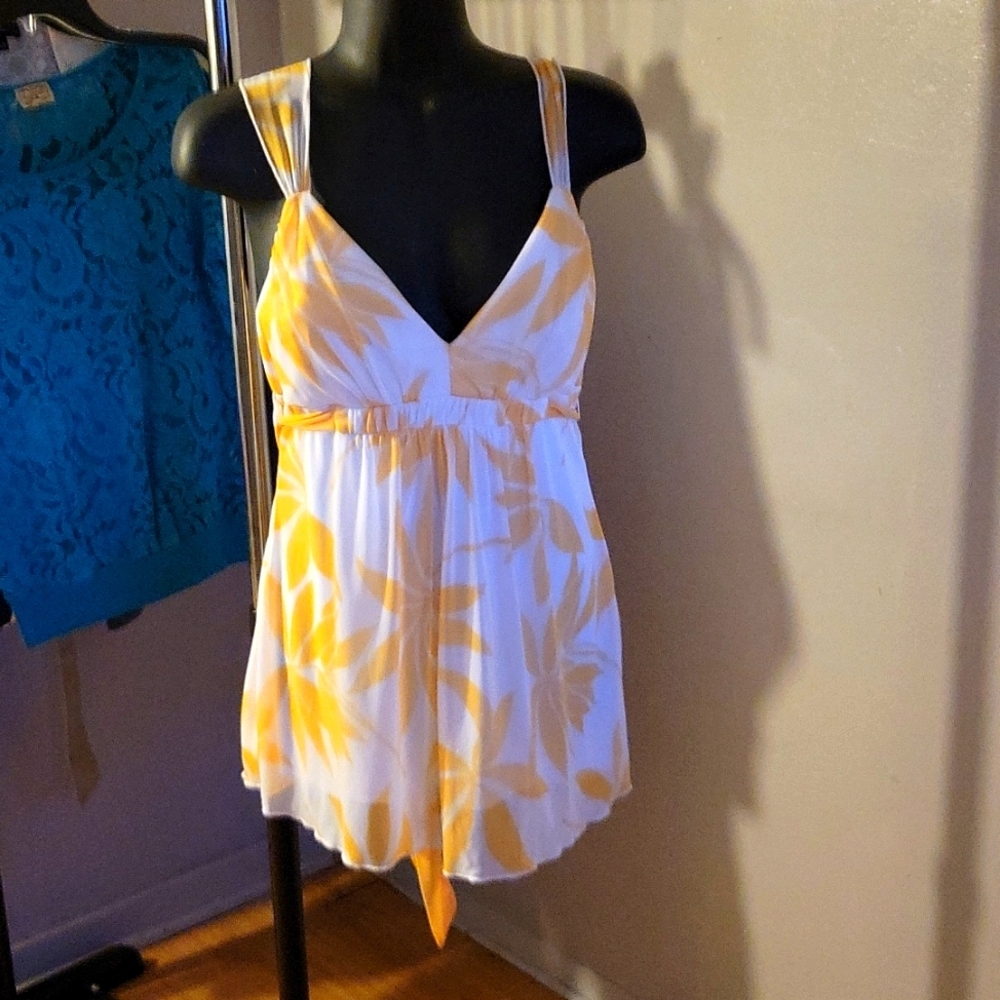 White Top with Yellow Floral Pattern
